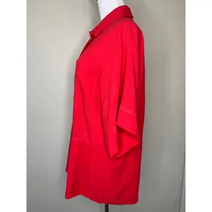 Entro Red Romper Sz Large Boho Casual Loungewear Linen Blend thumbnail 3