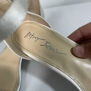 Betsey Johnson SB-Mel Block Heel Shoes Jeweled Satin Sandal Ivory Formal Size 9 thumbnail 8