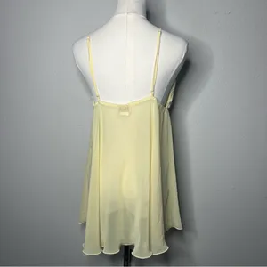 Y2K Vintage LA Intimates Butter Yellow Chiffon Rosette Babydoll Lingerie thumbnail 2