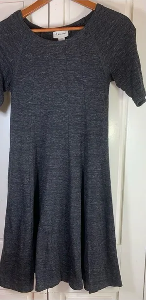 Ganni Anthropologie Winter Jersey Knit Dress Womens Small‎ Gray Dark Academia thumbnail 1