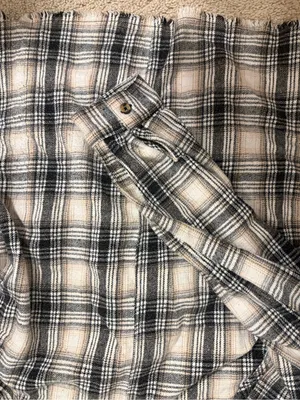 Urban Outfitters BDG Vintage Flannel Neutral Grey and Cream Stripe Colorway thumbnail 7