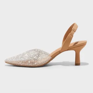 NEW A New Day Isabel Embellished Slingback Kitten Heel Clear Crystal sz 8.5 thumbnail 3