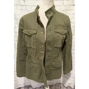 Gap Jacket Womens XS Army Green Classic Utility Snap Cinch Waist Military Field thumbnail 3