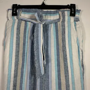 Indigo‎ Rein Blue Striped Linen Blend Wide Leg Paperbag Waist Pants Womens Small thumbnail 5