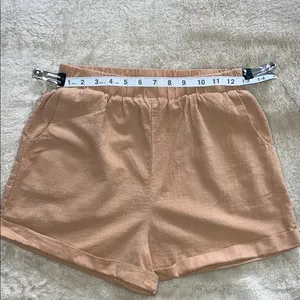 12th Tribe Tan High Waist Shorts with Elastic‎ Waistband thumbnail 3