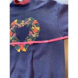 Lee Vtg Sweatshirt Women Medium Fall Autumn Leaves Heart‎ Wreath Grandmacore Granny thumbnail 9