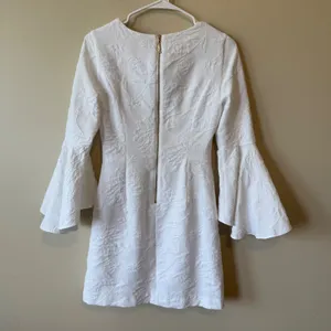 Lilly Pulitzer Cotton Shift Dress 0 White Floral Bell Sleeve‎ Matelasse Bridal thumbnail 5