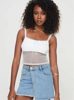 Princess polly TADEO LACE CAMI TOP WHITE thumbnail 1