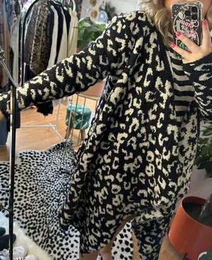 Ugg phoebe leopard wrap cardigan fuzyy sherpa thumbnail 3