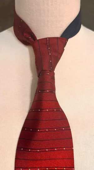 Tommy Hilfiger Man's Silk Tie Red Striped Vintage Designer Classic Cravat Office thumbnail 1