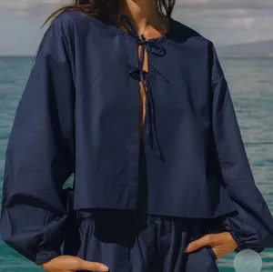 💙✨ Daily Drills Poplin Tie Front Top‎ XS/S NWT Cotton Blouse ✨💙 thumbnail 1