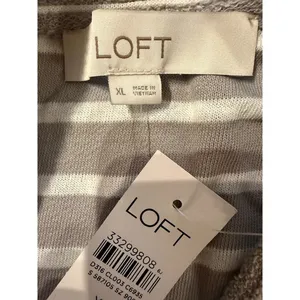 LOFT NWT Striped T-Shirt Dress Size‎ XL Gray White Short Sleeve Casual Soft Knit thumbnail 3