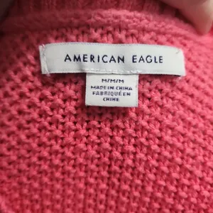 American‎ Eagle Womens Waffle Knit Henley Top Size M Pink Coral Button Front thumbnail 5