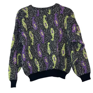 Vintage Miss Jackson's Wool Blend Sweater Small Retro‎ Paisley 80s 90s Pullover thumbnail 2