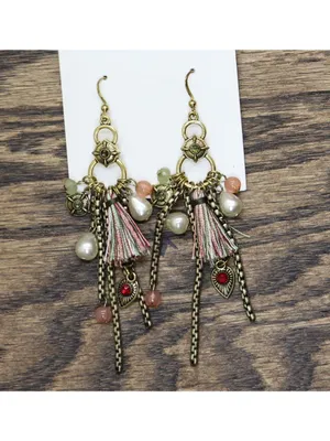 NWT Bijoux Bar Boho Chandelier Cluster Charm Dangly Earrings Gold / Multi 4.25" thumbnail 2