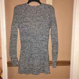 American Eagle Cotton Button Front Cardigan‎ Heather Marled Black White Small thumbnail 2