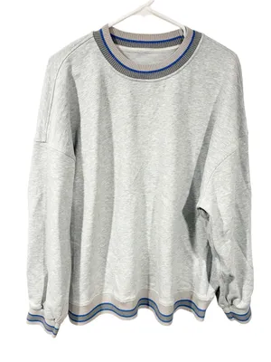 Lululemon Perfectly Oversized Ringer Crew Heathered Core Ultra Light Grey / Pool thumbnail 2