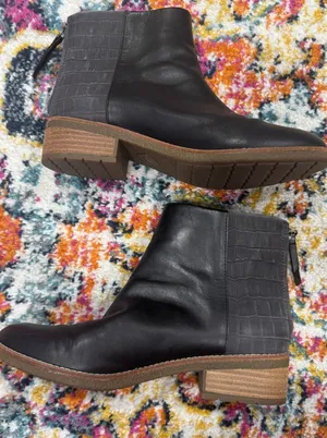 SPERRY Maya Belle Leather Back Zip Ankle Boots Textured Black Size 7.5 thumbnail 1