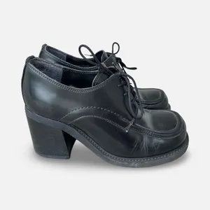 Vintage Y2K Steve Madden Black Leather Chunky Heel Oxford Shoes Size 7.5 grunge thumbnail 2