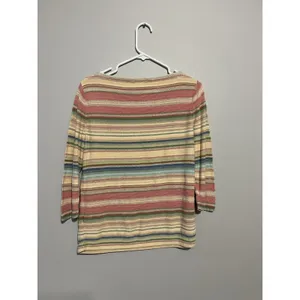 Ralph Lauren L Linen Blend Sweater 3/4 Sleeve Striped Multi Color L BOHO striped thumbnail 4
