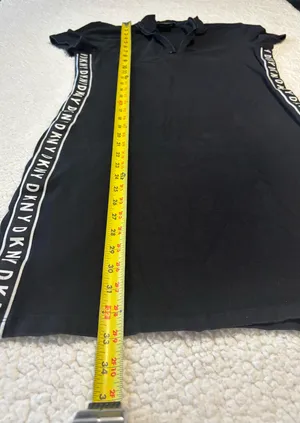 DKNY Sport Black Logo Tape Quarter Zip Mini Dress Short Sleeve Sporty Bodycon S thumbnail 4
