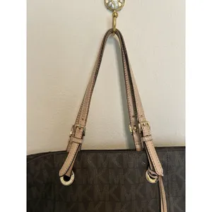 Michael Kors Jet Set Tote Bag Signature Brown Monogram Coated Canvas Preppy thumbnail 5