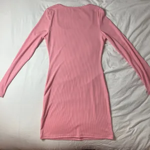 Pink long sleeve square neck fit and flare mini dress thumbnail 5