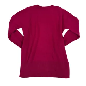 Tahari Womens Magenta Pink 100% 2-Ply Cashmere Crewneck Sweater Small High Low thumbnail 2