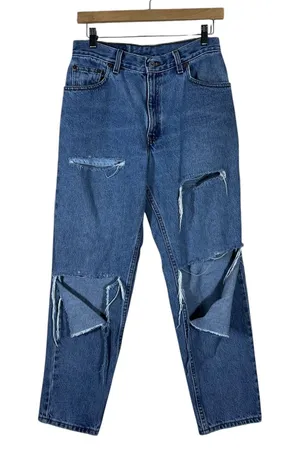 Levi's 550 Relaxed Fit Distressed Tapered Leg Jeans Blue Grunge 90s Size 10 PET thumbnail 1