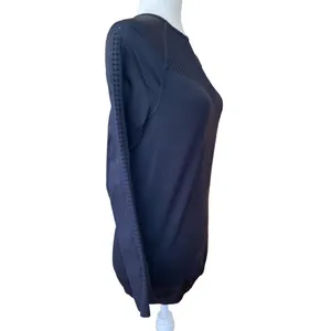 Fabletics Sync long-sleeve black perforated stretchy seamless top Size Medium M thumbnail 7