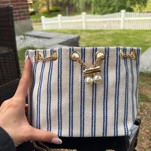 Blue striped mini shoulder bag thumbnail 3