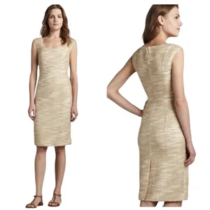 Tory Burch Emma Golden Yellow Tweed Sheath Dress thumbnail 2