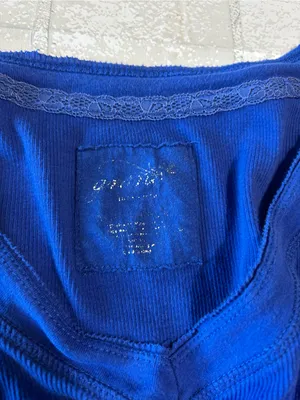 Aerie Henley Y2K 90s Women’s Long Sleeve V-Neck Top - Electric Blue thumbnail 3