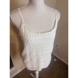 Arizona Jean Co White Crochet Boho Cami Top Large Cottagecore 100% cotton Lined thumbnail 2