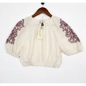 NWT Universal Thread Boho Embroidered Peasant Crop Top XS Cottagecore thumbnail 2