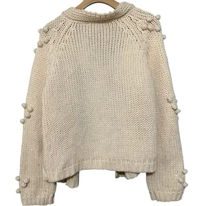 Simplee Women’s Size M Ivory Cream Berry Pattern Sweater Knit Open Cardigan thumbnail 6