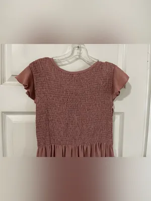 Women's Tiered Smocked Midi Dress in Dusty Pink Sz L thumbnail 4