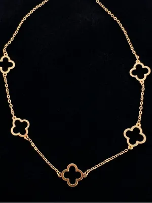 Gold Plated Clover Necklace stainless steel womens jewelry thumbnail 2