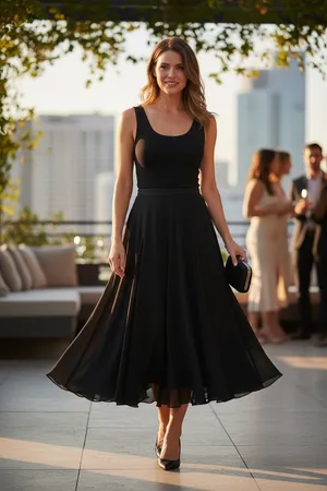 Alberto Makali Black Silk Flowy Midi Skirt Size 4 thumbnail 1