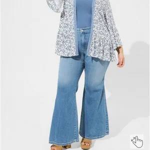 Torrid Ditsy Blue Roses Gauze Floral Kimono 3 NWT thumbnail 3