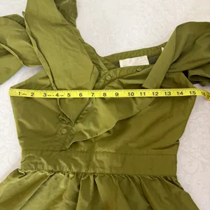 Olive Green Fit and Flare Ruffled Mini Dress thumbnail 12