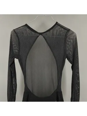 Black Sheer Open Back Whimsigoth Goth Maxi Dress Beach Cover-Up Long Sleeve S thumbnail 5
