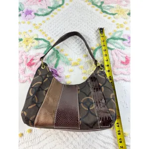 Juici Couture Vintage Mixed-Media Hobo Bag Brown Monogram Croc Snake Print Purse thumbnail 3