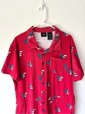 Disney Red White Blue American Flag Mickey Mouse Print Short Sleeve Romper thumbnail 2