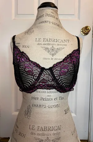 TWO Lace Bras, Purple & Green with Black thumbnail 1