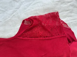 Garage Red Lace-Up Tank Top with Mesh Details thumbnail 8