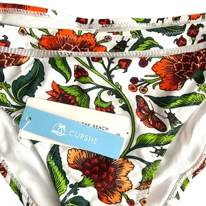 New CUPSHE Orange Ruffle Floral Bikini Size Small thumbnail 9