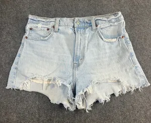 Abercrombie & Fitch The Mom Short Light Wash High Rise Distressed Denim 28 6‎ thumbnail 1