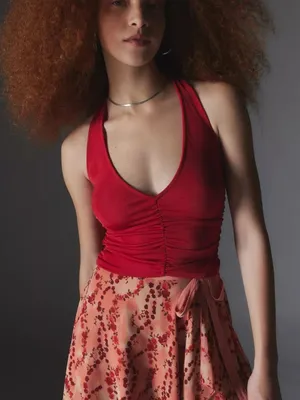 Urban Outfitters Silence + Noise Naomi Ruched Halter Top S thumbnail 1