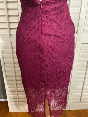 Lulu's Magenta Lace Halter Midi Dress thumbnail 9